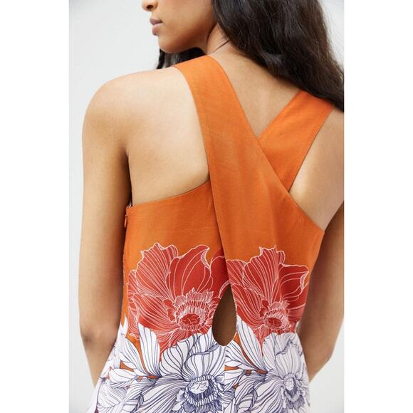 Anthropologie Maeve Floral Twist Back Maxi Dress Orange Multi Size XL - Picture 2 of 13